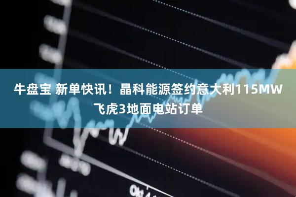牛盘宝 新单快讯！晶科能源签约意大利115MW飞虎3地面电站订单